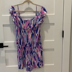 Lilly Pulitzer Pink and Blue Patterned Women's Romper